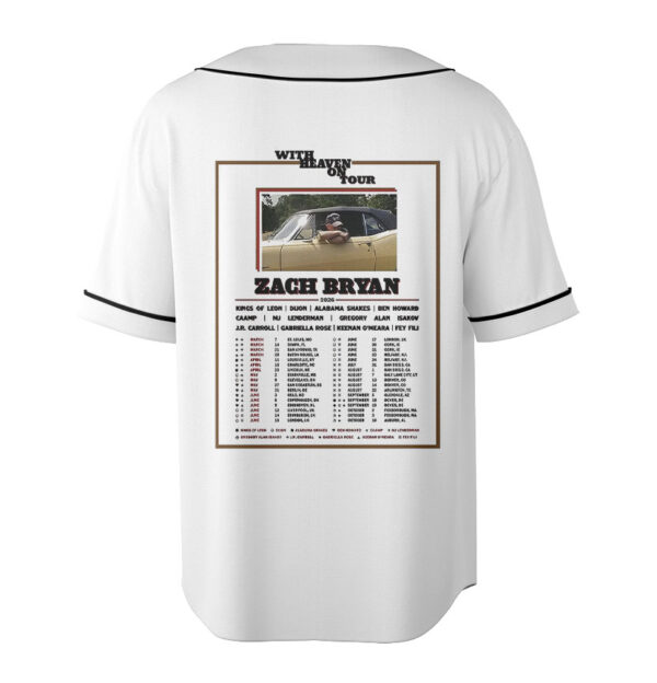 Zach Bryan With Heaven On Tour 2026 Baseball Jersey, Zach Bryan Country Music Baseball Jersey