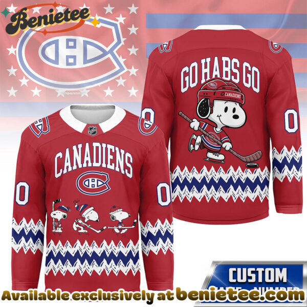 Montreal Canadiens Premium NHL Snoopy Personalized Hockey Jersey
