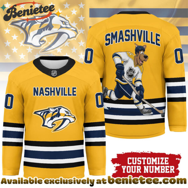 Nashville Predators Premium NHL Scooby Doo Personalized Hockey Jersey