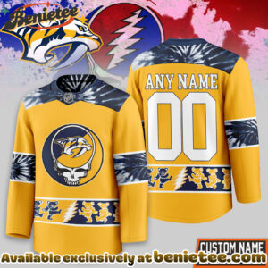 Nashville Predators Premium NHL Tie-Dye Skull Hockey Jersey