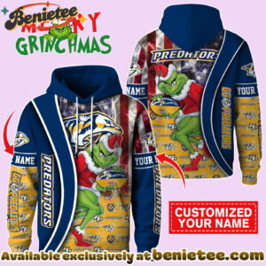 Nashville Predators x The Grinch Christmas Hockey Hoodie Limited Edition-3D Unisex Hoodie