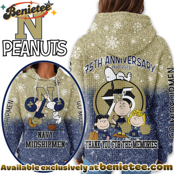 Navy Midshipmen Premium NCAA Peanuts Anniversary 3D Waffle Hoodie, Sweatshirt, Tshirt HI