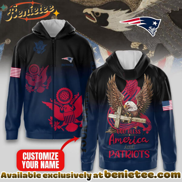 New England Patriots Premium NFL God Bless America Zip Hoodie, T-shirt, Sweatshirt - Ver 2
