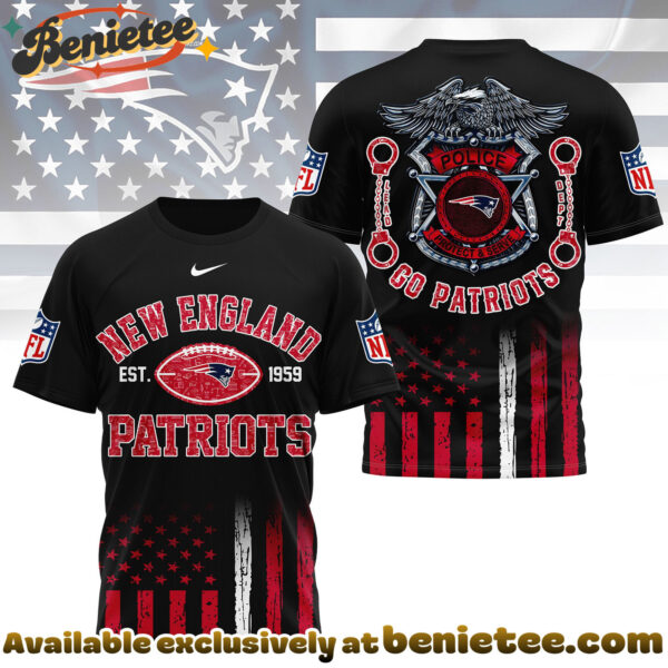 New England Patriots Premium NFL Law Enforcement Tribute 3D Shirt