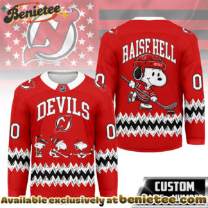 New Jersey Devils Premium NHL Snoopy Personalized Hockey Jersey