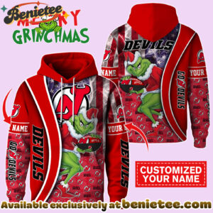 New Jersey Devils x The Grinch Christmas Hockey Hoodie Limited Edition-3D Unisex Hoodie