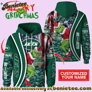 New York Jets x The Grinch Christmas Football Hoodie Limited Edition-3D Unisex Hoodie