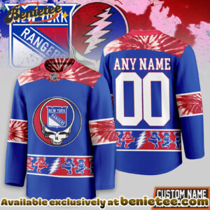 New York Rangers Premium NHL Tie-Dye Skull Hockey Jersey