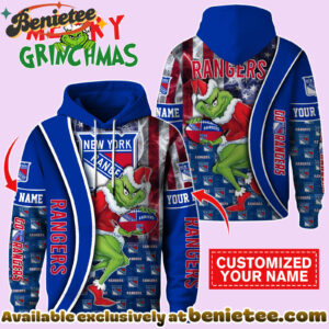 New York Rangers x The Grinch Christmas Hockey Hoodie Limited Edition-3D Unisex Hoodie