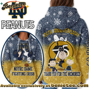 Notre Dame Fighting Irish Premium NCAA Peanuts Anniversary 3D Waffle Hoodie, Sweatshirt, Tshirt HI