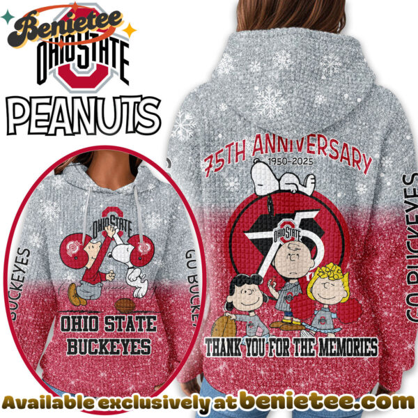 Ohio State Buckeyes Premium NCAA Peanuts Anniversary 3D Waffle Hoodie, Sweatshirt, Tshirt HI