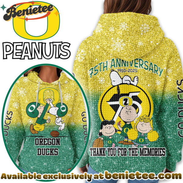 Oregon Ducks Premium NCAA Peanuts Anniversary 3D Waffle Hoodie, Sweatshirt, Tshirt HI