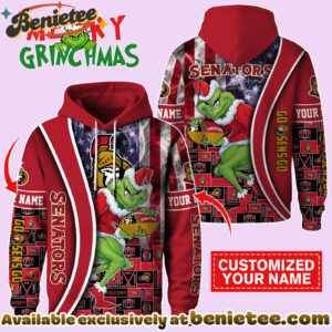 Ottawa Senators x The Grinch Christmas Hockey Hoodie Limited Edition-3D Unisex Hoodie