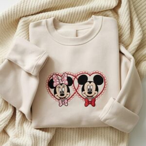 Embroidered Mickey and Minnie Sweatshirt, Mickey Minnie Couple Sweatshirt, Disney Couple Crewneck