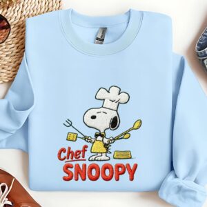 Chef Snoopy Embroidery Sweatshirt, Cute Peanuts Dog Machine Embroidery Shirt
