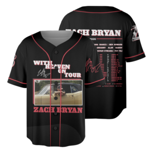 Zach Bryan Tour Baseball Jersey, With Heaven On Tour 2026 Jersey, Country Music Concert, Vintage Western Graphic Shirt