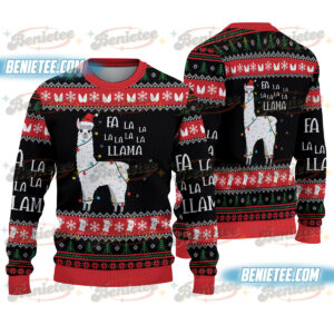 Fa La La Llama Ugly Christmas Sweater, Funny Llama Xmas Sweatshirt, Holiday Knit Pullover, Novelty Christmas Gift for Men & Women
