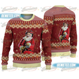 Firefighter Santa Ugly Christmas Sweater: Funny Fire Truck Holiday Pullover