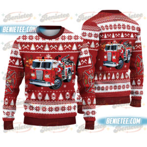 Firefighter Ugly Christmas Holiday Sweatshirt, Gift for Firefighter, Firefighter Christmas Gifts, Firefighting Sweatshirt