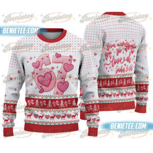 67 Valentine Coquette Bow Heart Sweatshirt, Pink Love Ugly Sweater, Galentine Gift