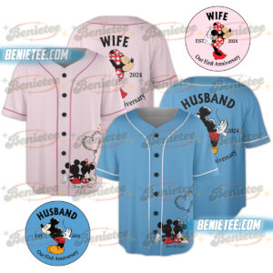 Custom Disney Mickey and Minnie Baseball Jersey, Personalize Disney Mickey and Friends Shirt