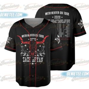 Zach Bryan Tour 2026 Baseball Jersey, With Heaven On Country Music Fan Merch, Kids & Youth Concert Jersey Gift