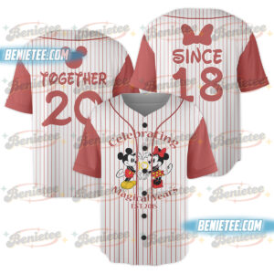 Personalized Valentine Minnie Baseball Jersey, Custom Minnie Mouse Jersey Gift, Disney Couple Valentine Shirt for Kid Youth Adult