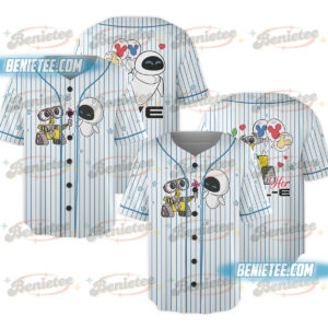 Wall E And Eve Baseball Jersey, Valentines Robot Jersey Shirt, Disney Autobot Football Jersey