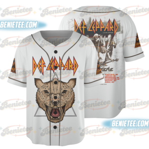 Def Leppard Pyromania Basbeball Jersey, Vintage 1983 Tour Graphic Leopard