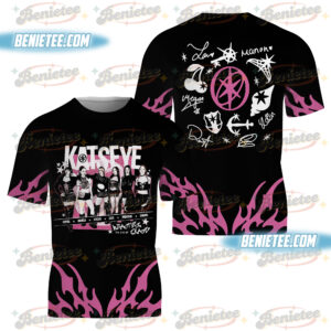 Men's KATSEYE 3D T-Shirt, Cotton Blend All-Over Print, Black, US Size S-5XL