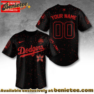 Personalized Los Angeles Dodgers 2025 Champions x Stranger Things Baseball Jersey - Ver 4