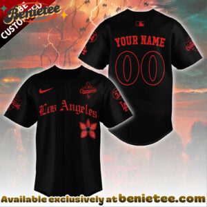 Personalized Los Angeles Dodgers 2025 Champions x Stranger Things Baseball Jersey - Ver 3