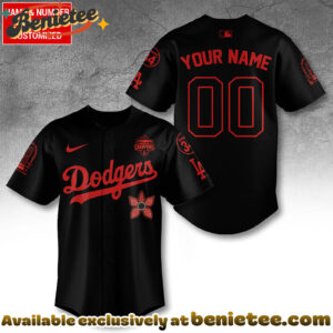Personalized Los Angeles Dodgers 2025 Champions x Stranger Things Baseball Jersey - Ver 5