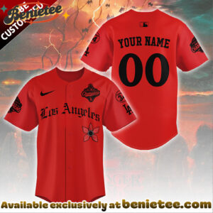 Personalized Los Angeles Dodgers 2025 Champions x Stranger Things Baseball Jersey