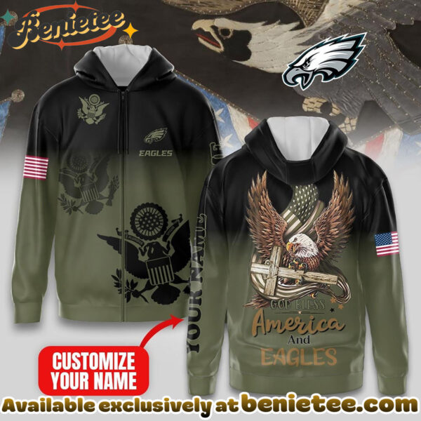 Philadelphia Eagles Premium NFL God Bless America Zip Hoodie, T-shirt, Sweatshirt
