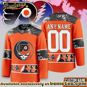 Philadelphia Flyers Premium NHL Tie-Dye Skull Hockey Jersey