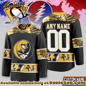 Pittsburgh Penguins Premium NHL Tie-Dye Skull Hockey Jersey