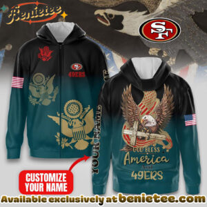 San Francisco 49ers Premium NFL God Bless America Zip Hoodie, T-shirt, Sweatshirt - Ver 2