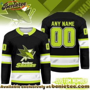 San Jose Sharks Premium NHL Hi-Vis Hockey Spirit Custom Name and Number Jersey
