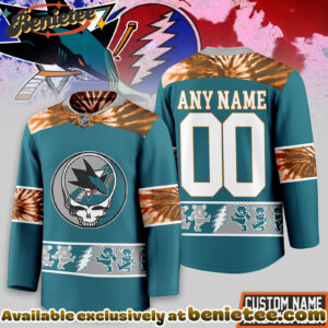 San Jose Sharks Premium NHL Tie-Dye Skull Hockey Jersey