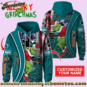 San Jose Sharks x The Grinch Christmas Hockey Hoodie Limited Edition-3D Unisex Hoodie