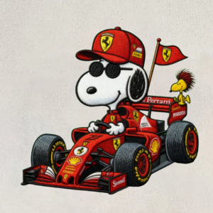 Snoopy Red Bull Pit Embroidered Shirt, Formula 1 Mechanic Embroidered Shirt