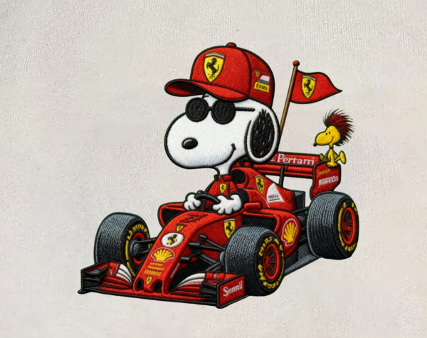 Snoopy Red Bull Pit Embroidered Shirt, Formula 1 Mechanic Embroidered Shirt