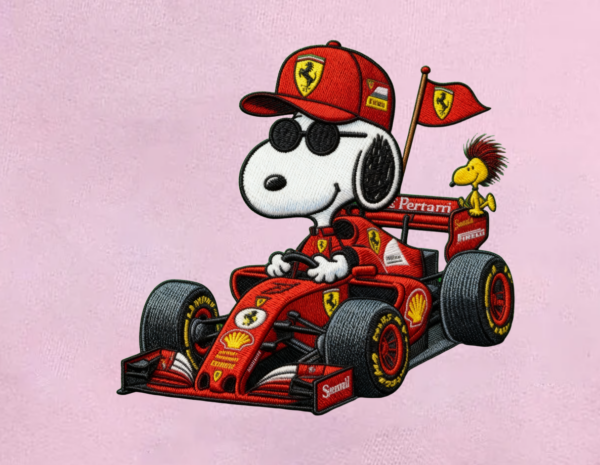 Snoopy Red Bull Pit Embroidered Shirt, Formula 1 Mechanic Embroidered Shirt