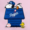 Snoopy And Woodstock Dodgers Dugout Embroidered Shirt, Los Angeles Baseball Embroidered Shirt