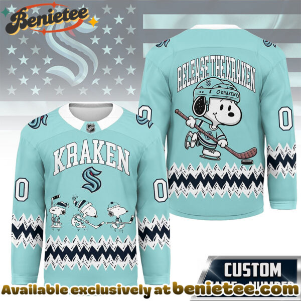 Seattle Kraken Premium NHL Snoopy Personalized Hockey Jersey