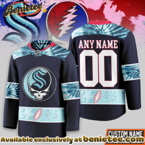 Seattle Kraken Premium NHL Tie-Dye Skull Hockey Jersey