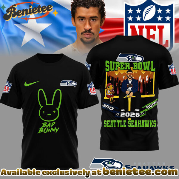 Seattle Seahawks Premium NFL Bad Bunny Super Bowl 3D Shirt