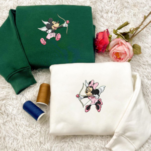 Disney Couple Mickey Minnie Embroidered Sweatshirt,  Disney Valentine Embroidered, Mickey Minnie Love Shirt