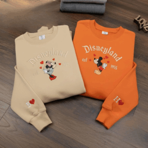 Couple Mouse & Girlfriend Disney Embroidered Sweatshirts, Magical Disneyland Valentine Hoodie, Cute Mickey Mouse Lovers Sweater